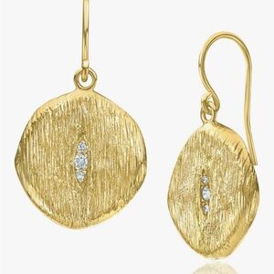 Jean Rachel Gold Textured Earrings with Sparkling Accents